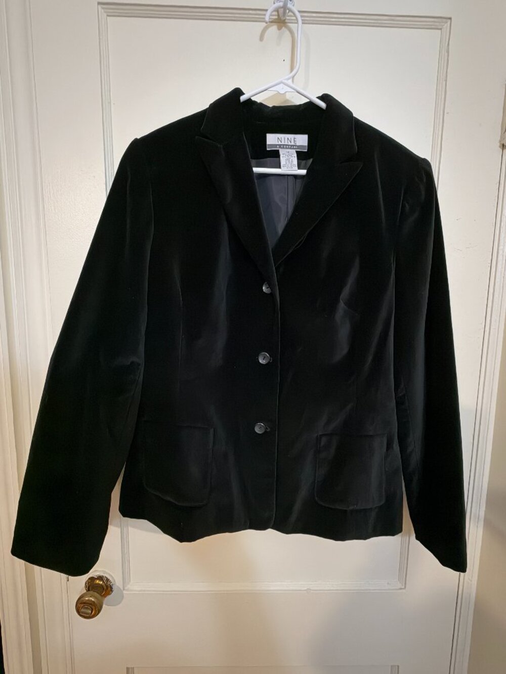 Nine & Company Black Velvet Blazer Jacket Size 14 Y2K